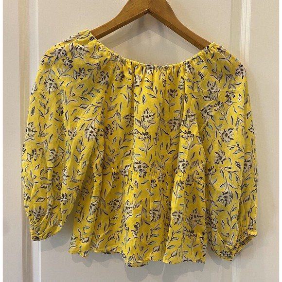 Alice + Olivia Alta Floral Tiered Silk-Cotton Peasant Top Size XS $295‎ MSRP NWT - Picture 3 of 11